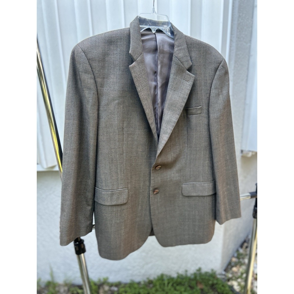Ralph Lauren Men's 44R 100% Wool Houndstooth Sport Coat Blazer Brown